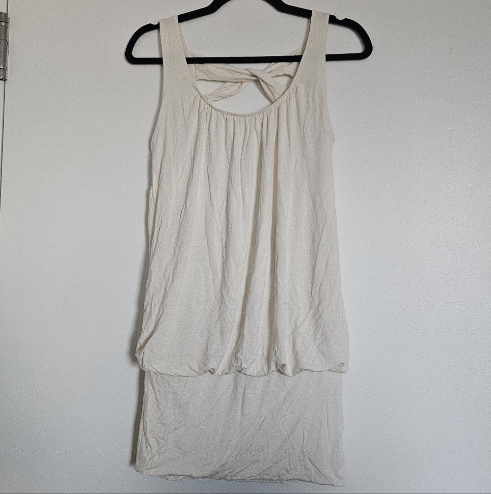 Rienda Gyaru Ivory Sleeveless Bubble Hem Tunic Dress